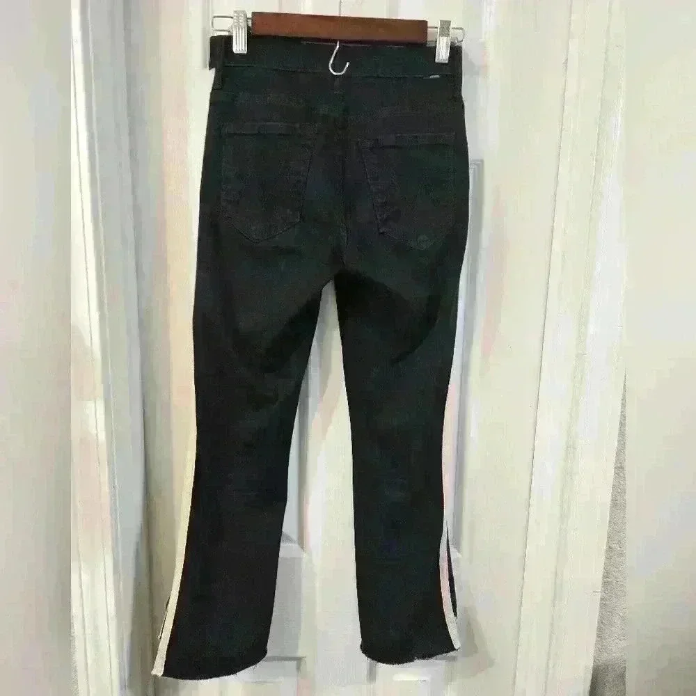 MOTHER Insider Striped Crop Step-Hem Fray Jeans in Guilty Racer - Picture 5 of 7